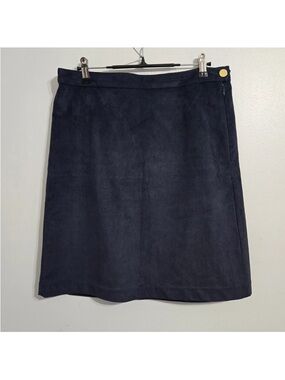 Classic Navy A-Line Skirt - navy microsuede Women
